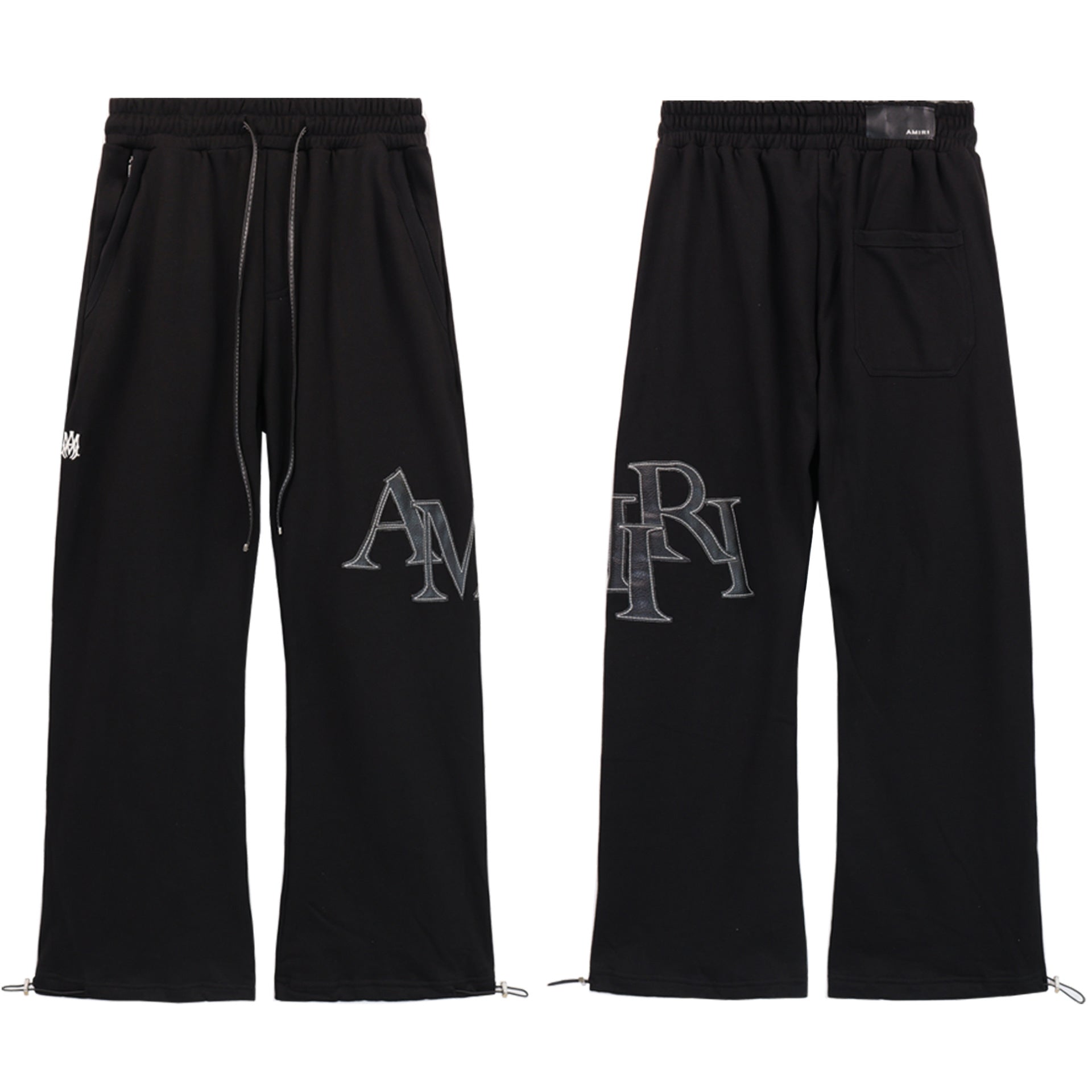 AMRI Leather Logo Cotton-Jersey Pant