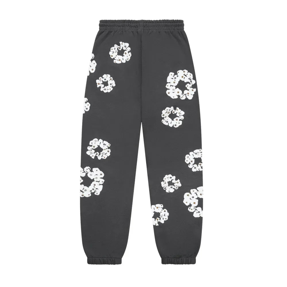 Denim Tears Rhinestone Cotton Wreath Sweatpants Vintage Black