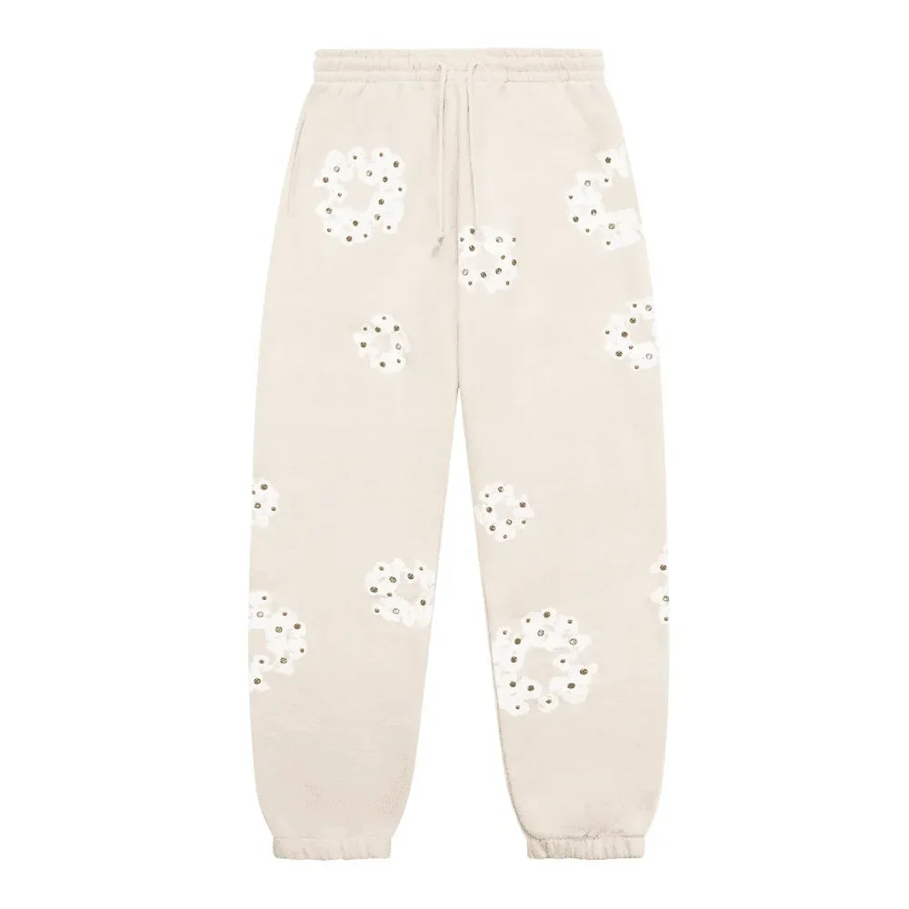 Denim Tears Rhinestone Cotton Wreath Sweatpants Oatmeal