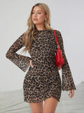 OLIVIA™ - Elegant Leopard Print Long-Sleeved Figure-Hugging Dress