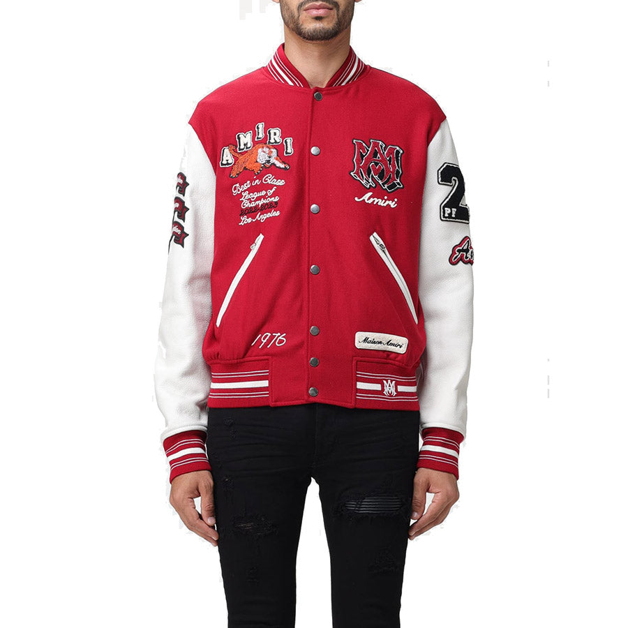 AMRI Varsity Vintage Patch Bomber Jacket