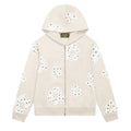 Denim Tears Rhinestone Wreath Zip Hoodie Oatmeal