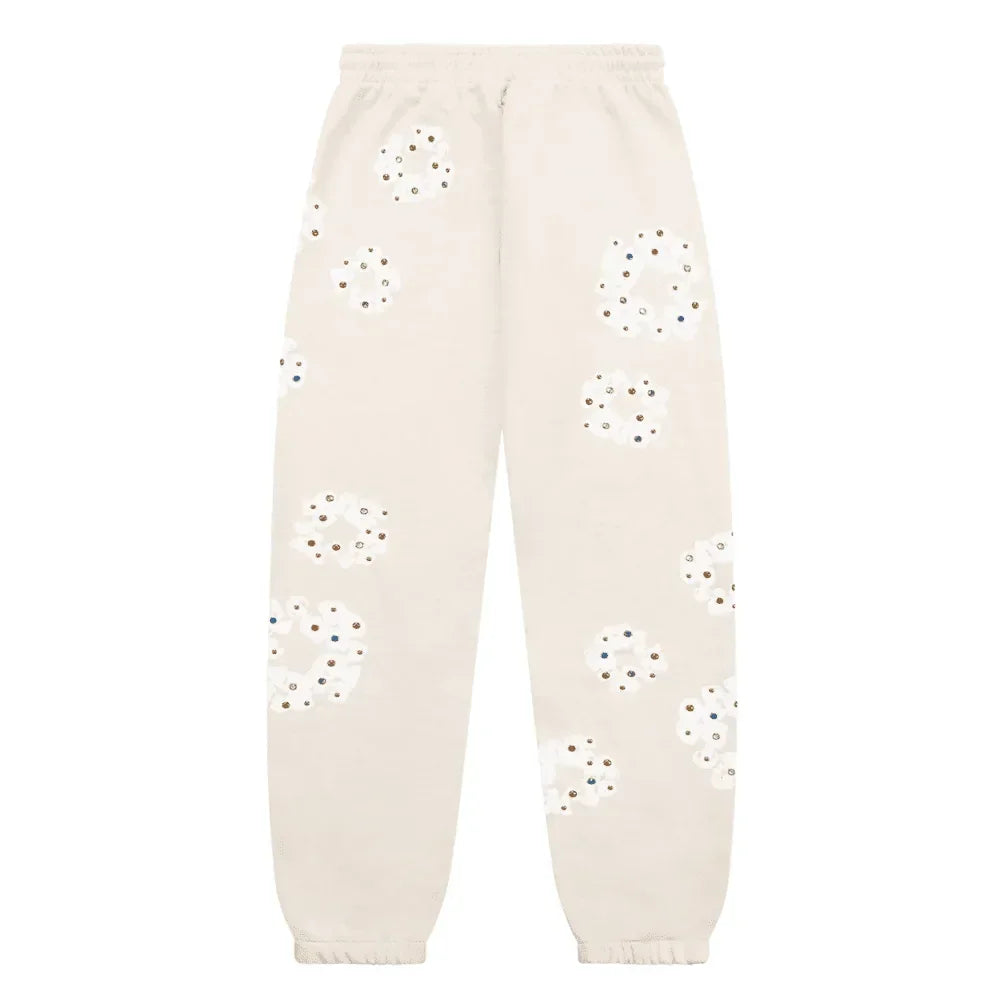 Denim Tears Rhinestone Cotton Wreath Sweatpants Oatmeal