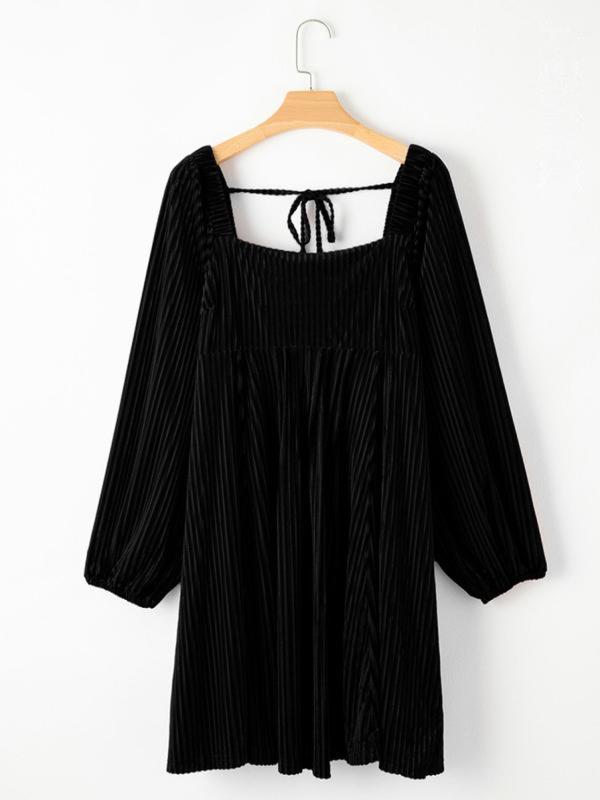 OLIVERA™ - Chic Bishop Long Sleeve A-Line Dress with Square Neck